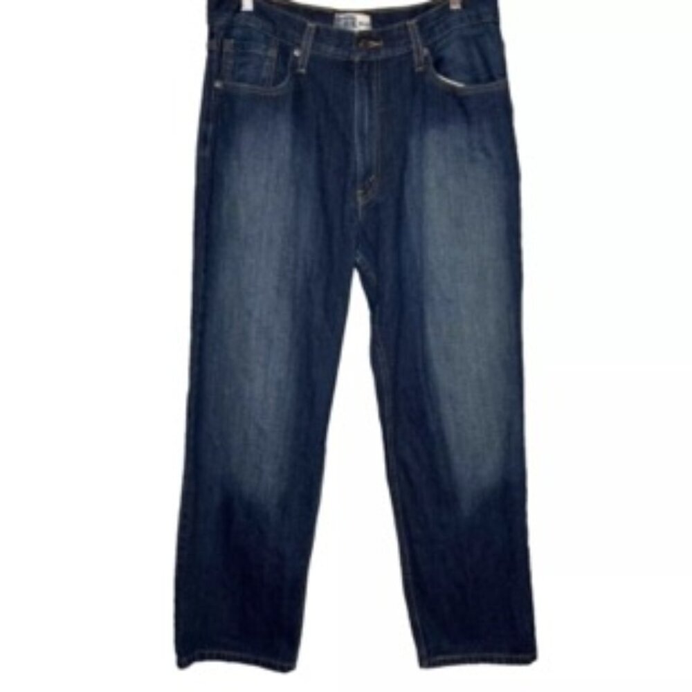 Signature Levis Men Blue Jean Distressed Relaxed Western Skater Streetwear 36X30